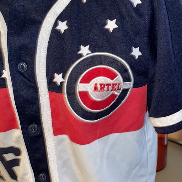 Bleeker & Mercer | Cartel Short Sleeve Red, White & Blue Baseball Jersey - Picture 3 of 4